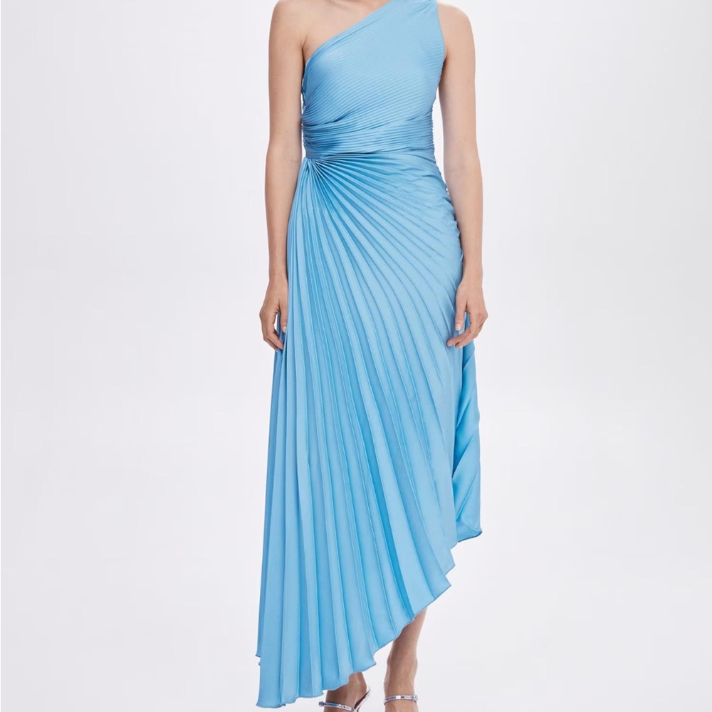 Mango asymmetrical pleated dress